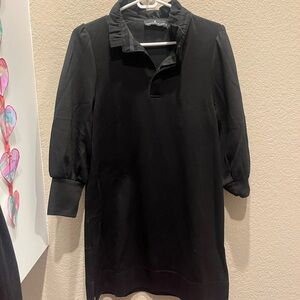 Pomander Place Black Ruffled 3/4 Sleeve Polo Dress